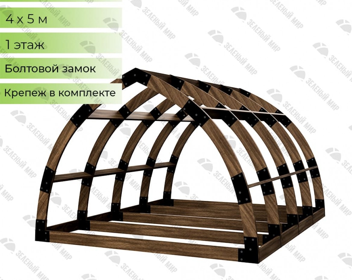 Arched house frame of regular shape AS-4 made of plywood