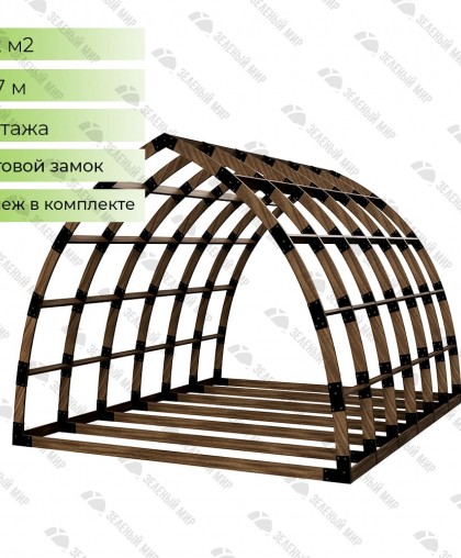 Arched house frame of regular shape AS-6 made of plywood