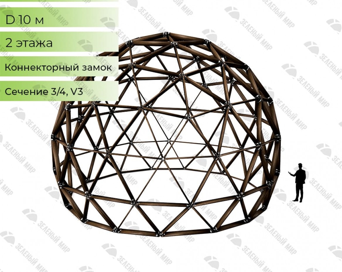 Geodesic dome frame - G10 - 60m2, frequency V3, section 3/4