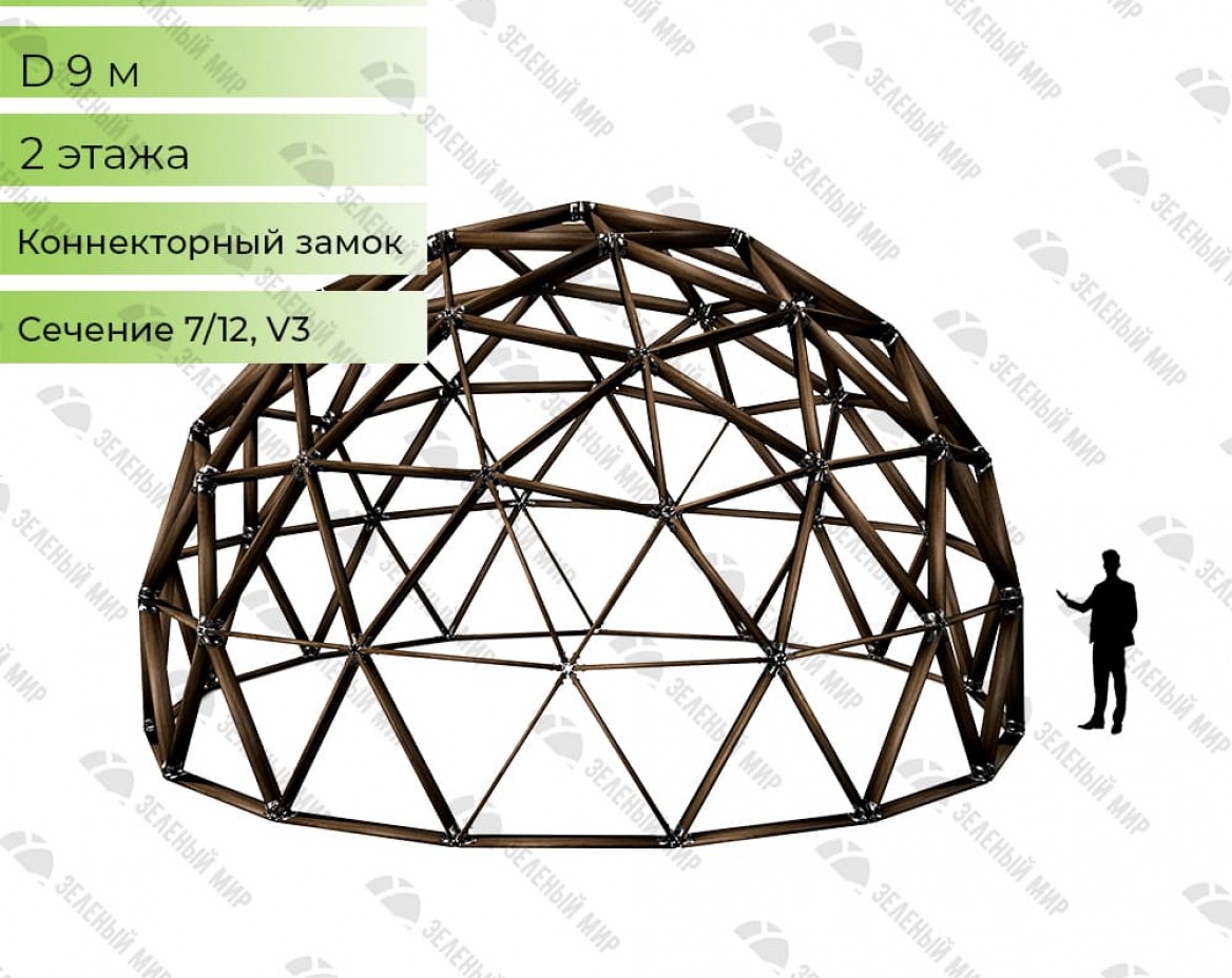 Geodesic dome frame - G9 - 59m2, frequency V3, section 7/12