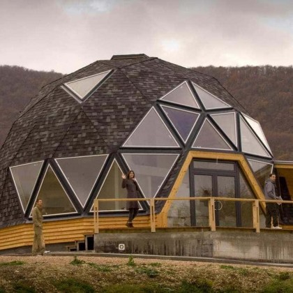 Why are domed eco-friendly houses, and not metal pvc tents?