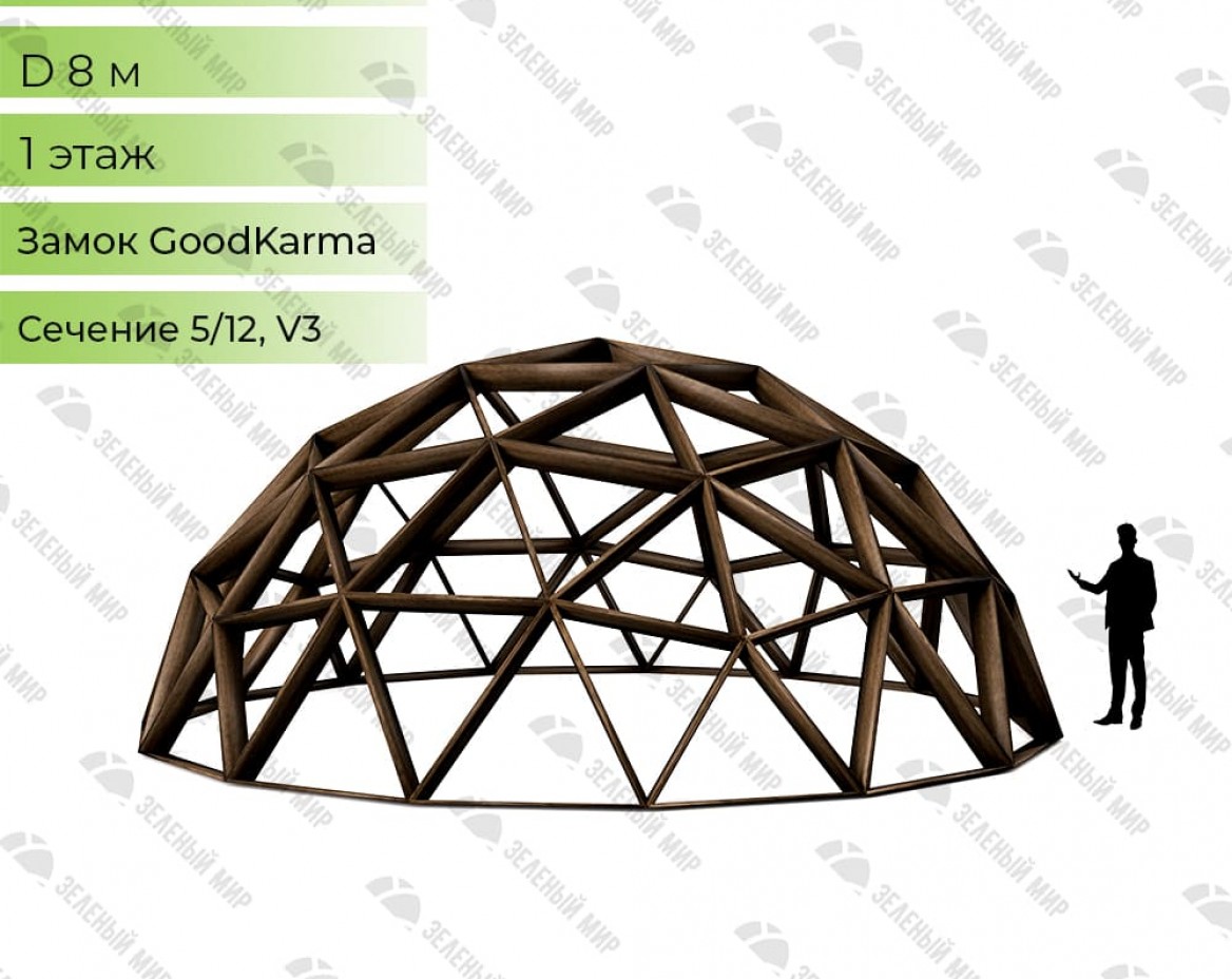 Estrutura da cúpula geodésica - G8 - 47m2, frequência V3, secção 5/12